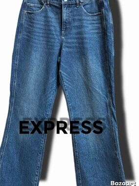 Express Women's Medium Blue Straight-Leg Jeans